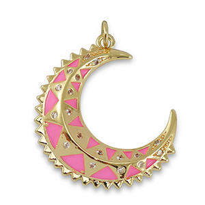 Brass TQ metal charms moon Gold-Pink