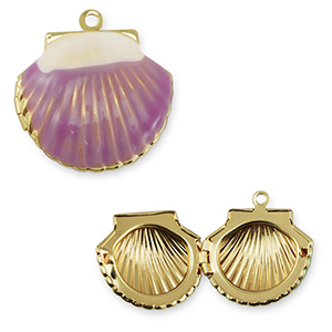 Brass TQ metal charms shell Gold-Purple