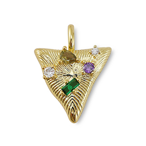 Brass TQ metal charms zirconia triangle Gold-Multicolor