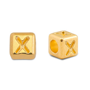 DQ X European metal letter beads Gold (nickel free)