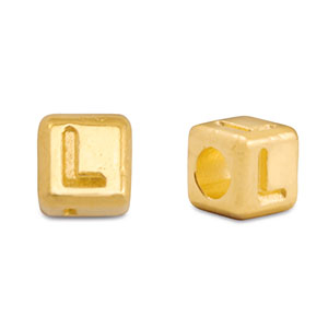 DQ L European metal letter beads Gold (nickel free)