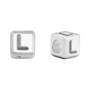 DQ L European metal letter beads Antique Silver (nickel free)