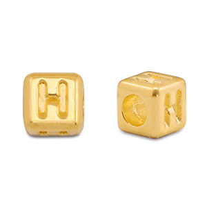 DQ H European metal letter beads Gold (nickel free)