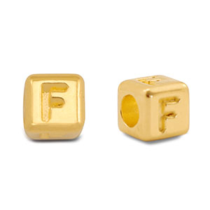 DQ F European metal letter beads Gold (nickel free)