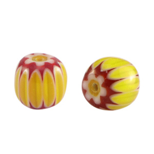 Millefiori beads tube Light Orange-Red