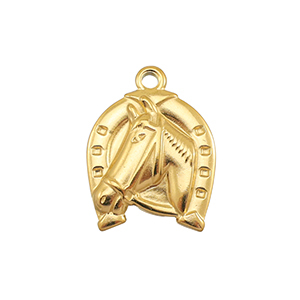 Stainless steel charms horse Gold