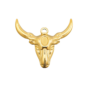 Stainless steel charms Texas longhorn skull Gold