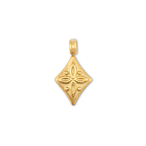 Stainless steel charms rhombus with flower Gold