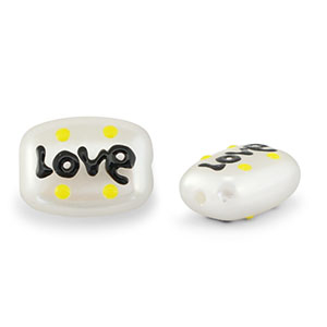 Acrylic beads "love" Pearl-Black-Yellow