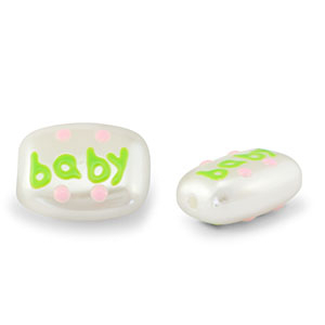 Acrylic beads "baby" Pearl-Light Green-Light Pink