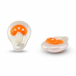 Acrylic beads mushroom Pearl-Orange-White