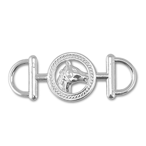 Metal charms connector round with horse Silver