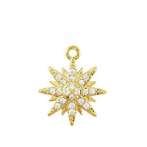 Brass TQ metal charms zirconia Star Gold