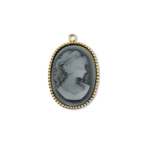 Stainless steel charms Cameo oval Gold-Grey