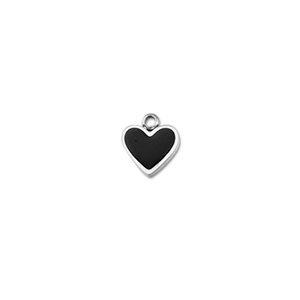 Stainless steel charms heart Silver-Black