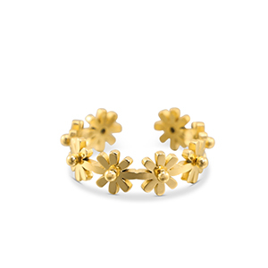 Stainless steel rings flower Gold