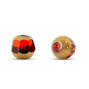 Glass beads round Red Transparent-Gold