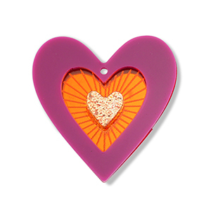 Statement charms heart Purple-Orange-Gold