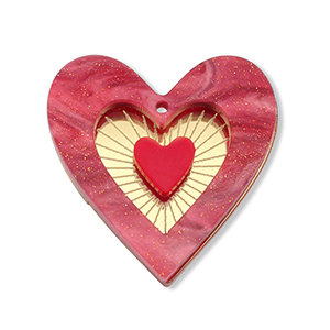 Statement charms heart Berry Wine Red-Gold