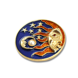 Brooches sun, moon & star Gold-Blue-Orange