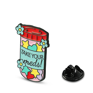 Pins "Take your meds" Red-Blue-Pink