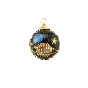 Resin pendants round galaxy Gold-Blue-Glitter