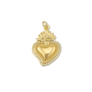 Brass TQ metal charms heart Gold