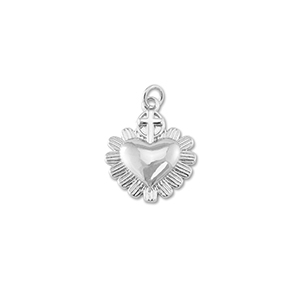 Brass TQ metal charms heart with cross Silver