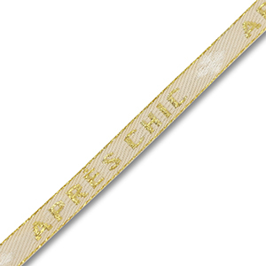 Ribbon text "Apr&egrave;s chic" Sand Beige-Gold-White