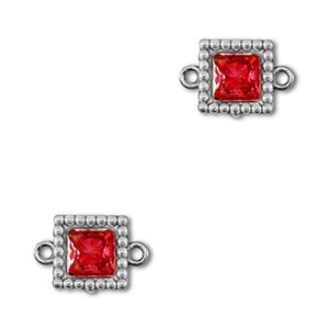 Stainless steel connectors zirconia square Silver-Red