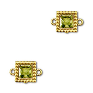 Stainless steel connectors zirconia square Gold-Lime Green