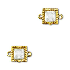 Stainless steel connectors zirconia square Gold-Transparent