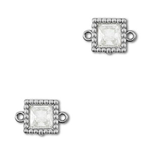 Stainless steel connectors zirconia square Silver-Transparent