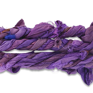 Silk sari ribbons twisted Multicolor-Purple
