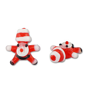 Hand-painted glass beads santa claus Red-White-Black
