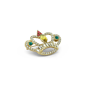 Brooches crown Gold-Green-Pink
