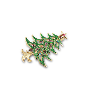 Brooches Christmas tree Gold-Green-Multicolor