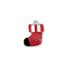 Metal charms christmas stocking Silver-Red-White-Black