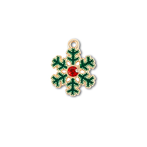 Metal charms zirconia snowflake Gold-Green-Red