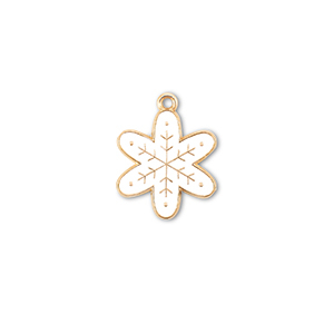 Metal charms snowflake Gold-White