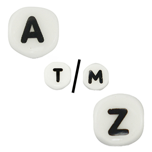 Letter beads ceramic White-Black