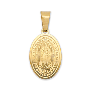 Stainless steel charms oval religious Gold