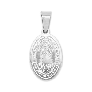 Stainless steel charms oval religious Silver