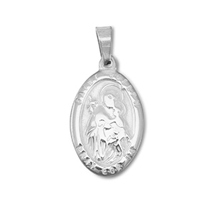 Stainless steel charms oval "Saint Joseph" Silver