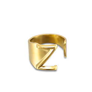 Stainless steel rings letter Z Gold