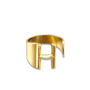 Stainless steel rings letter H Gold