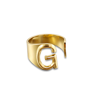 Stainless steel rings letter G Gold