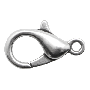 DQ European metal findings lobster clasp 15mm Antique Silver (nickel free)