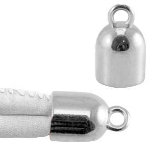DQ European metal end caps with loop Antique Silver (nickel free)