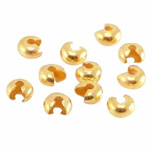 DQ European metal brass crimp covers for crimpbead / knot untill 4mm Gold (nickel free)